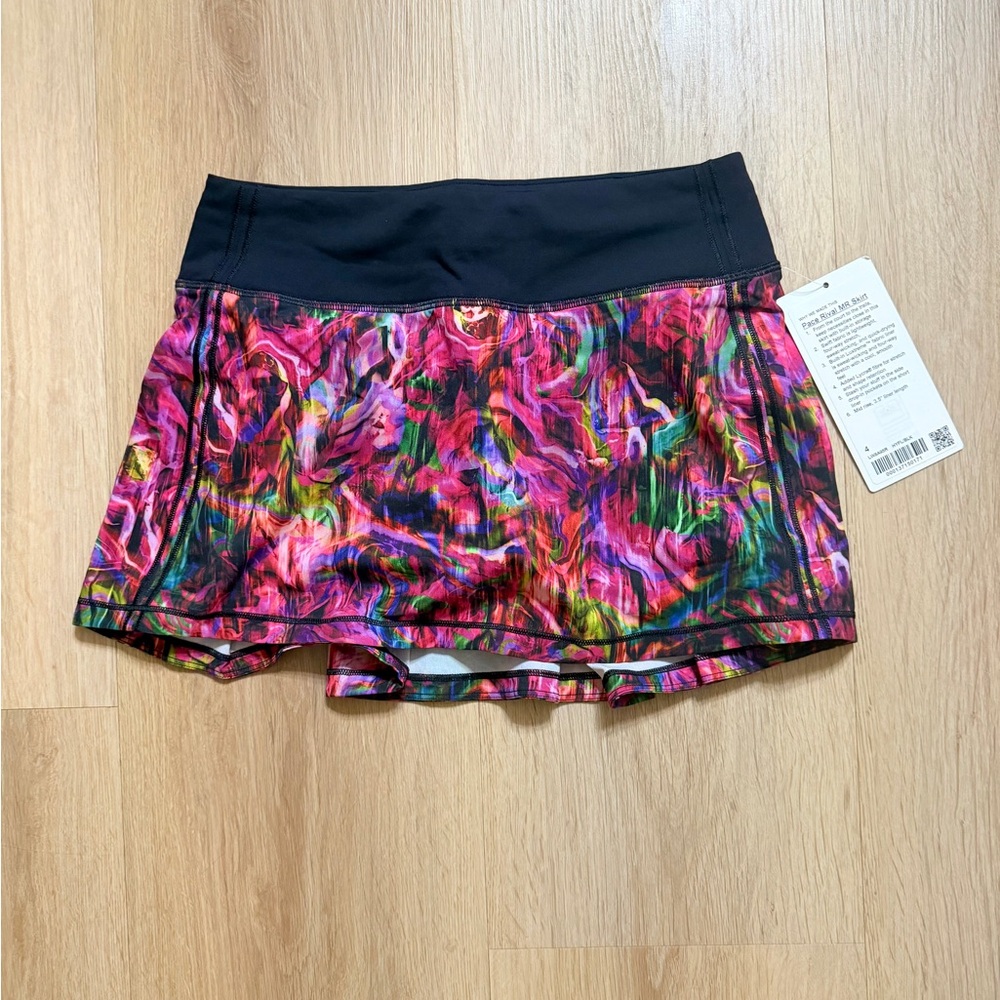 Lululemon Pace Rival Tennis Skirt *Hyper Flow Pink Multi/Black* REG Length